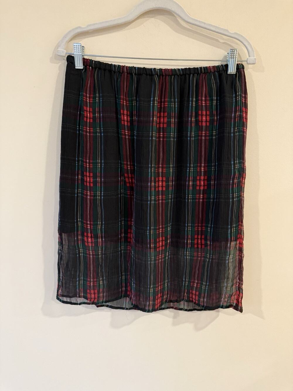 J. Crew Tartan Plaid Sheer Midi Skirt Lined Women’s Small Classic Preppy